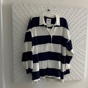 Aerie Navy and White Striped Top